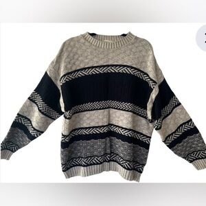 Vintage Crewneck Sweater Mens Large Fisherman Heavy Textured 90s Chunky Indie